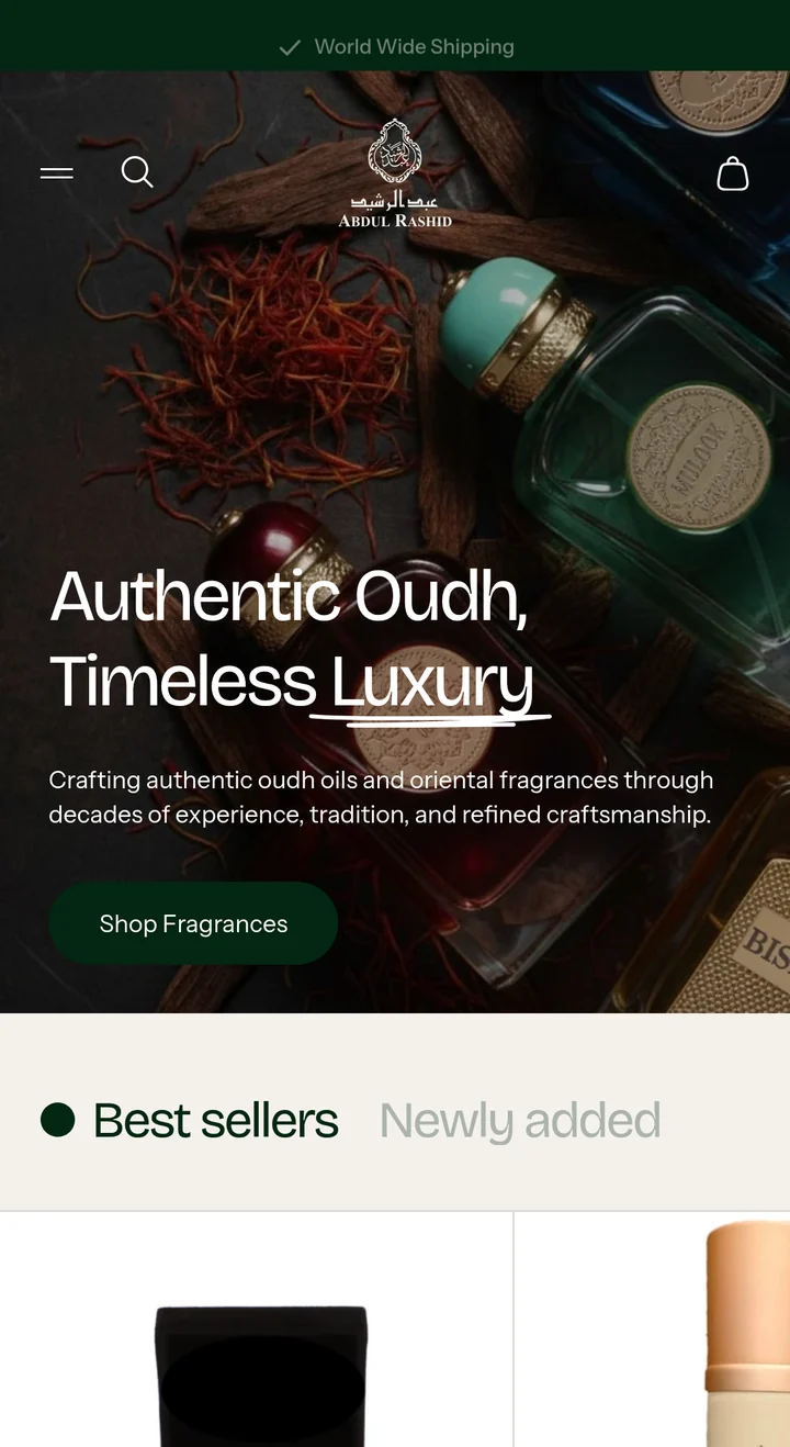 Abdul Rashid homepage on mobile