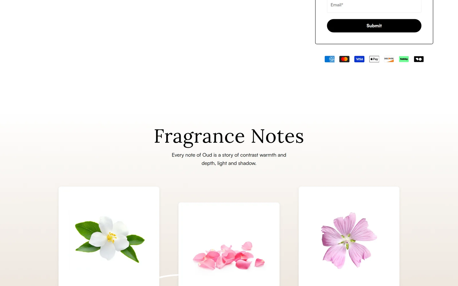 Fragrance notes on the product page