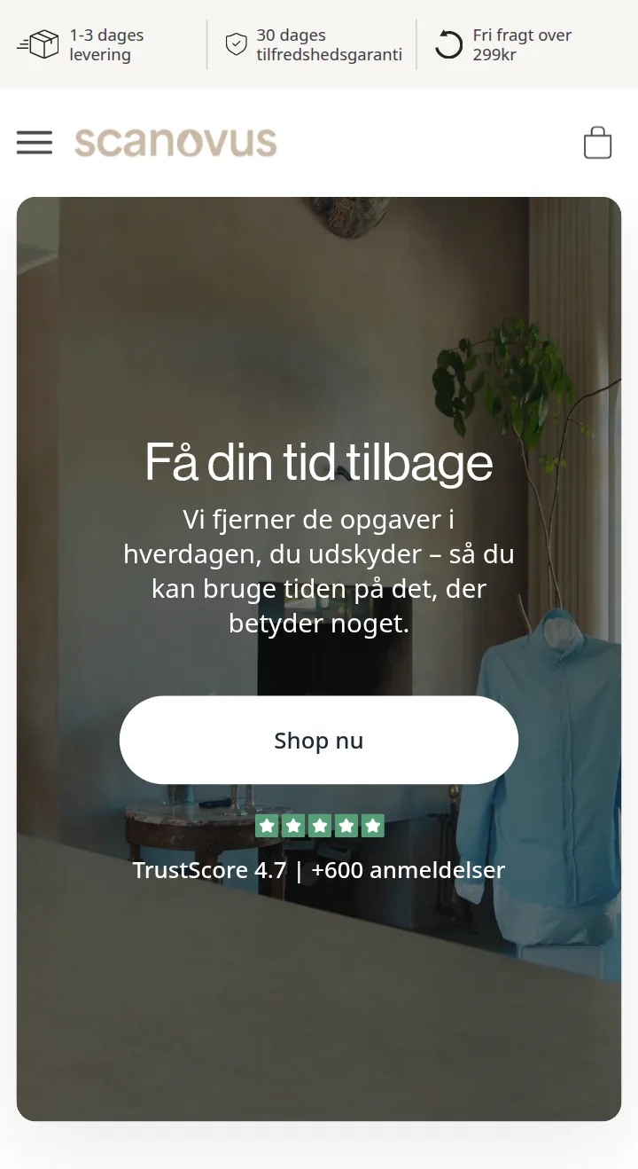 Scanovus homepage on mobile
