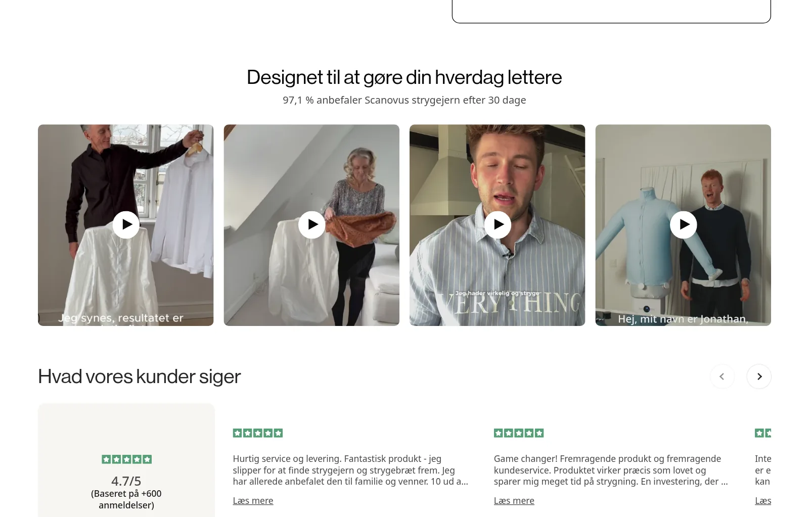 Customer videos on the product page