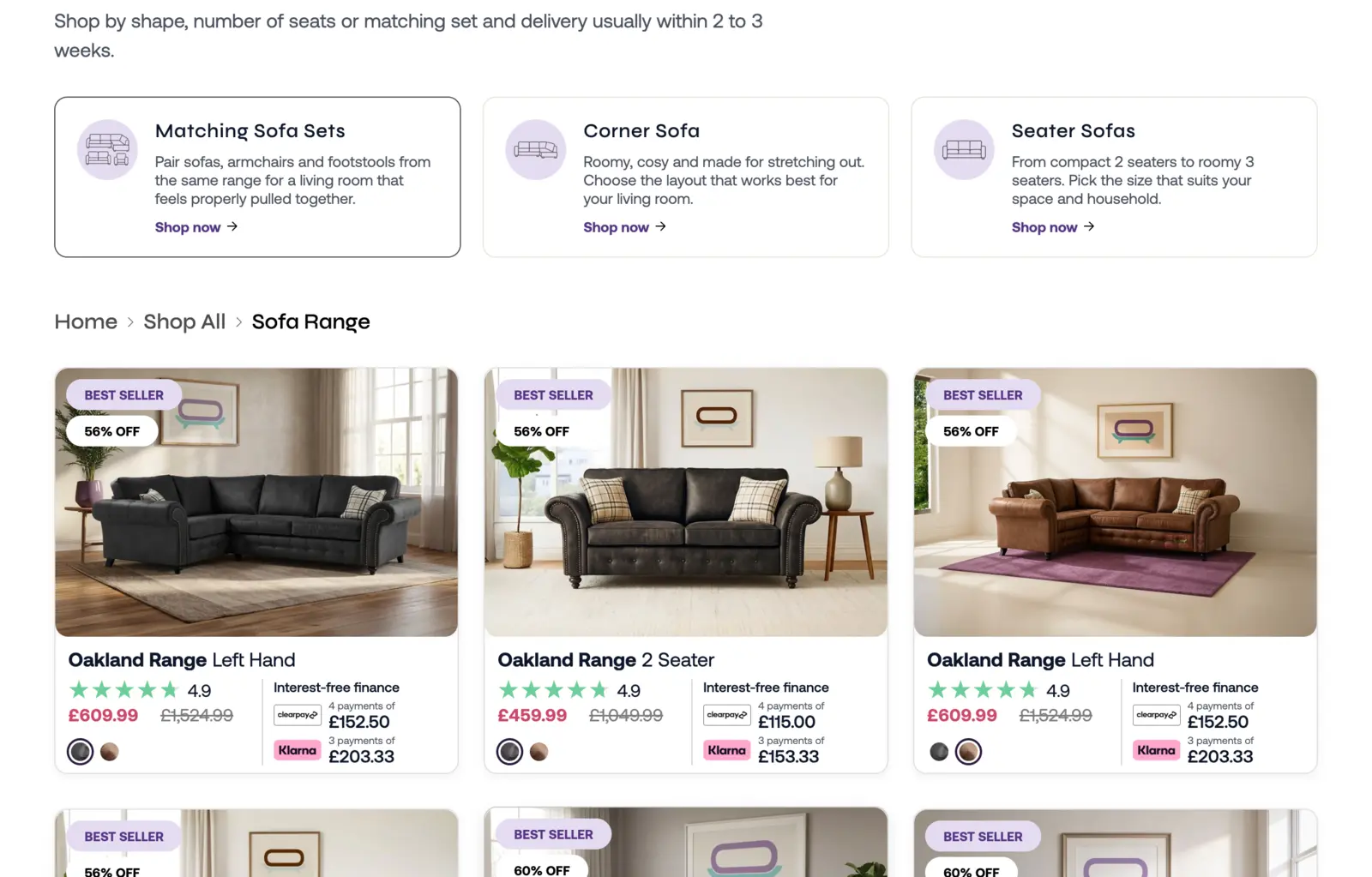 Sofa Bay sofa range collection