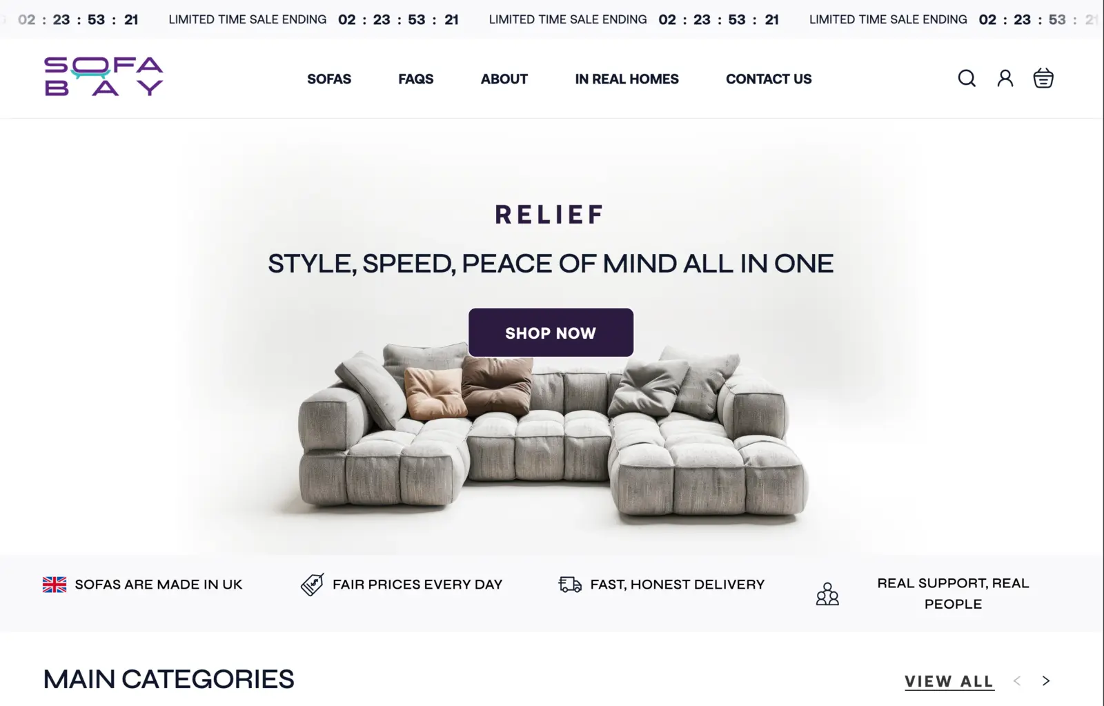 Sofa Bay storefront after the rebuild